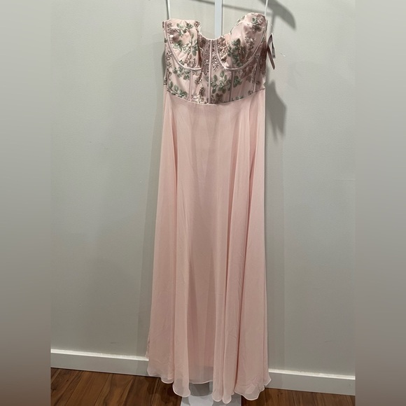 Dessy Collection Strapless Floral Embroidered Corset Maxi Dress Size 16 - Picture 2 of 11